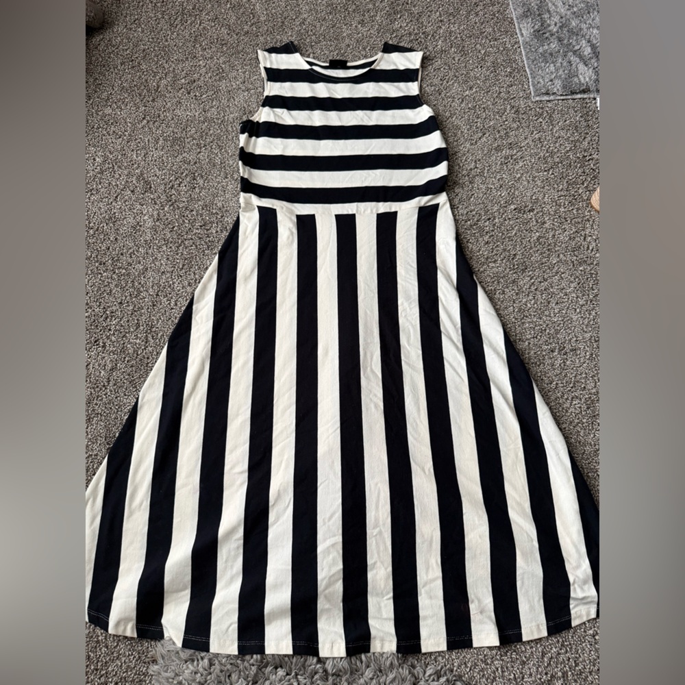 Who What Wear Black and White Striped Tank Dress